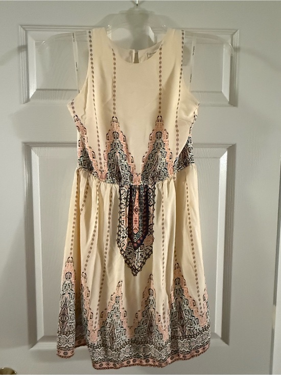 Blu Pepper Dresses & Skirts - Cream Boho Print Sleeveless Fit & Flare Dress Blu Pepper Chic Festival Dress